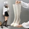 Chunky Heel Long Mesh Boots Female 2024 Summer Mesh Hollow White Pointed Head High Tube High Heel Sandal Boots Versatile Shoes