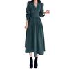 [one Anbu] Cachecoeur One Piece Long Long Sleeve Ladies Cachecoeur Dress Spring A-line Dress Beautiful Flare Dress Green Green