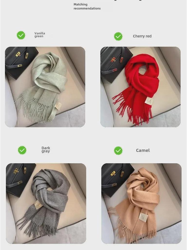 Роскошный шерстяной шарф для женщин: Элегантная осенне-зимняя шаль на шею, идеально подходит для пар, согревает родителей