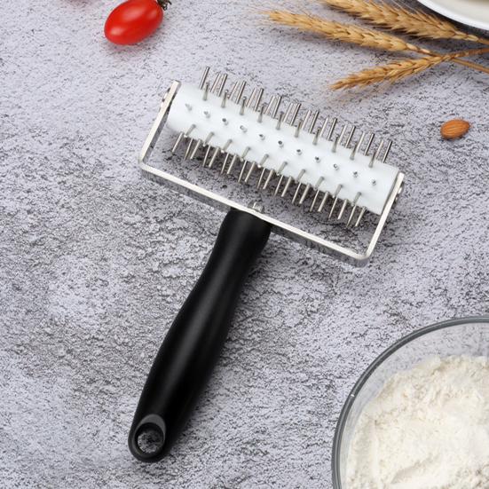 Игольчатый перфоратор, ролик из нержавеющей стали, колесо для пиццы, хлеба, пирога, кондитерских изделий, ролик для теста, пластиковая ручка, прокалывающие отверстия