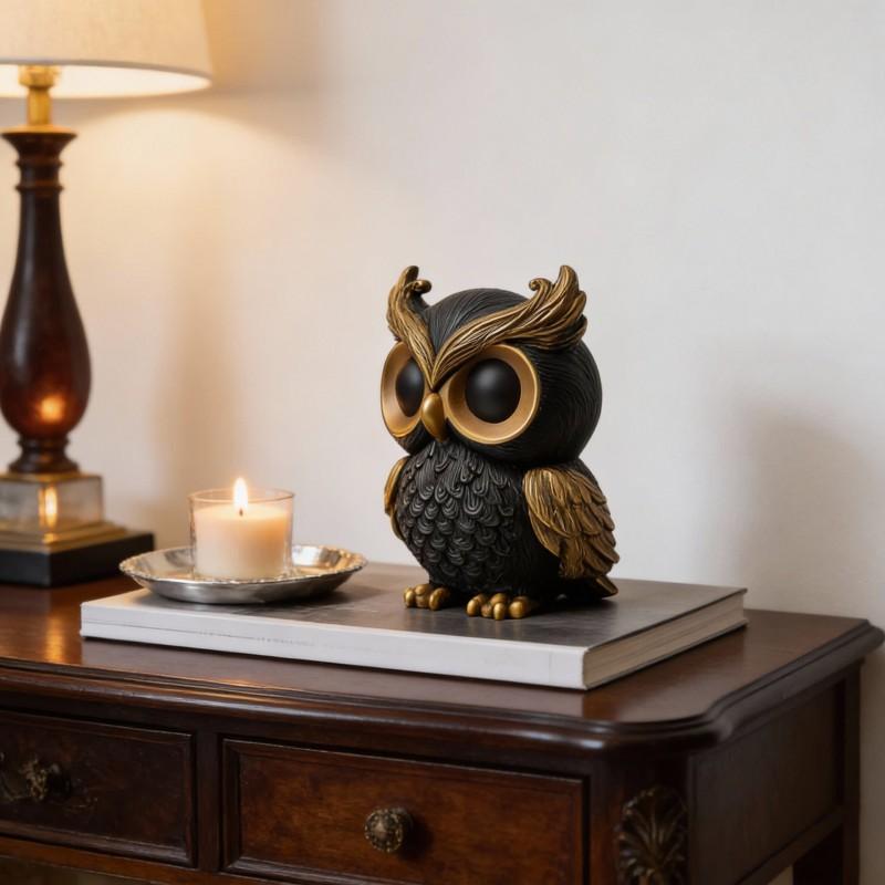 Modern Owl Decorative Figurine Resin Home Decor Tabletop Ornament Living Room Stylish Accessory