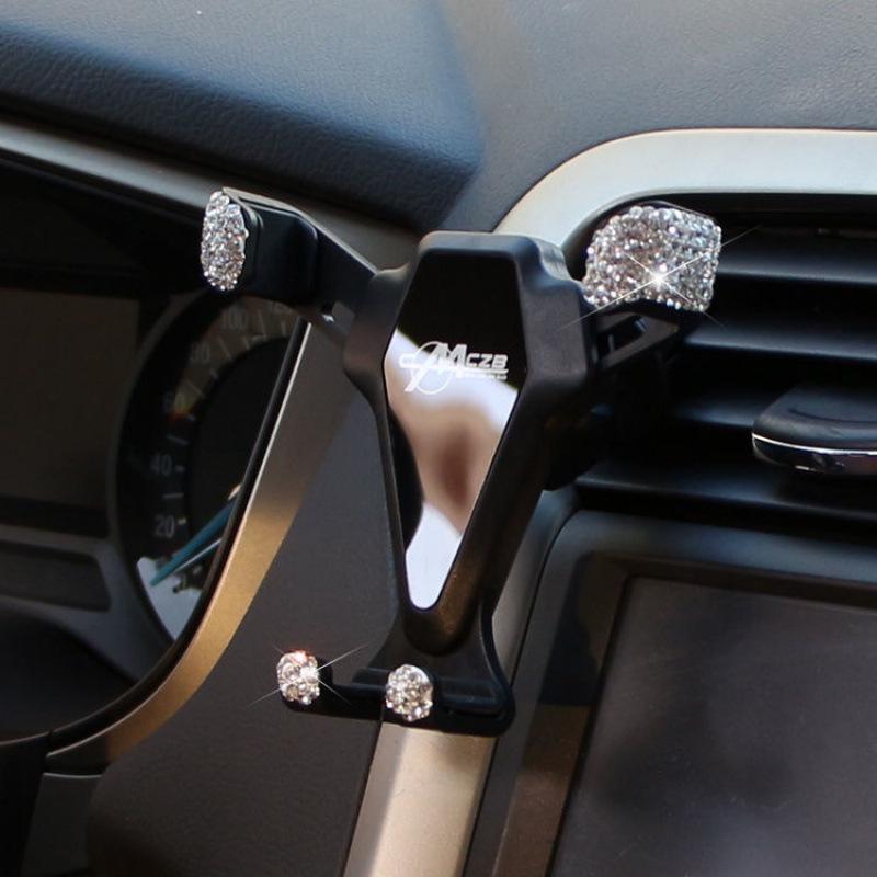 Универсальный автомобильный держатель для телефона с креплением на воздуховод, инкрустированный бриллиантами, с присоской