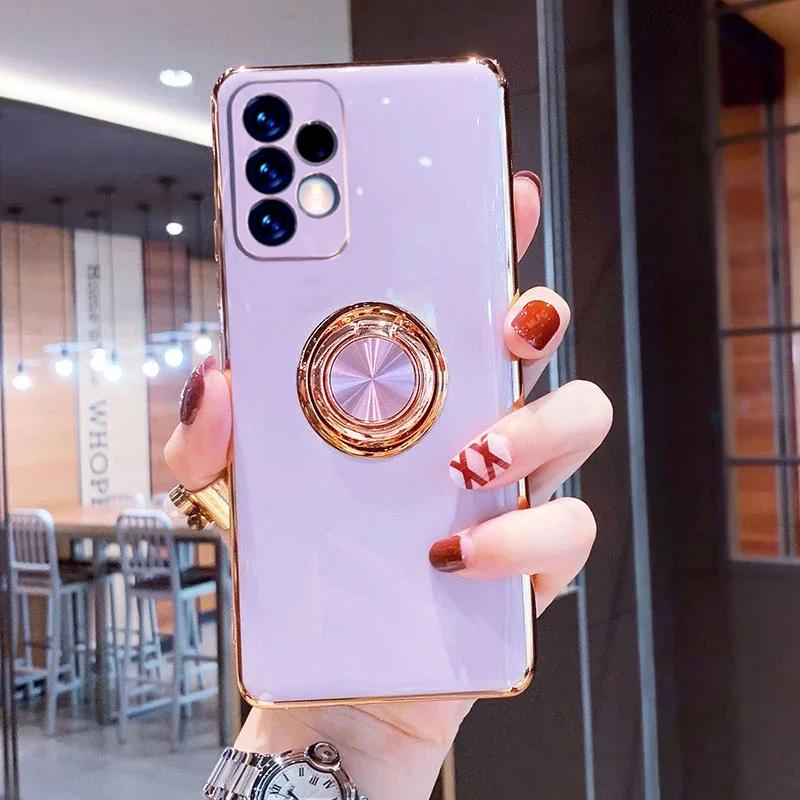 Роскошный магнитный силиконовый чехол для Samsung GalaxyS25 S24 S23 Ultra FE A52 A54 5G A53 A55 A 55 53 54 S 24 чехол с держателем кольца