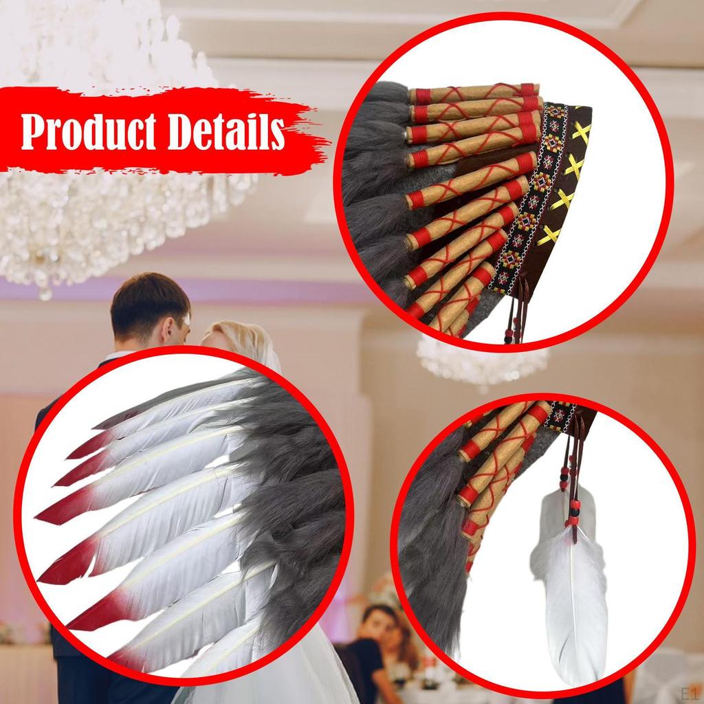 Indian Artificial Feather Headdress,Headwear for Holiday Role Play Fancy Dress
