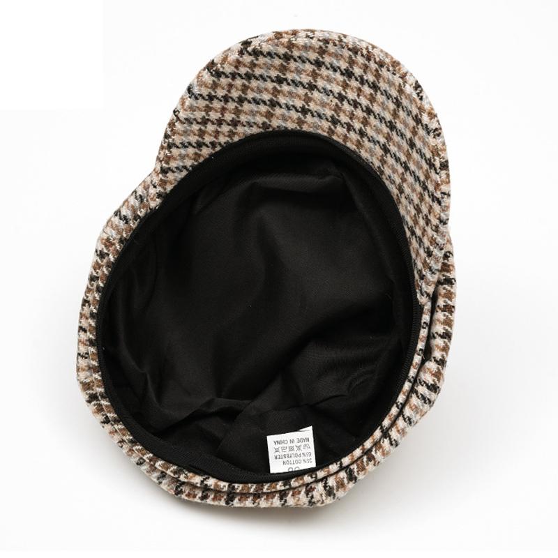Винтажная мужская восьмиугольная кепка женская осенне-зимняя теплая клетчатая кепка-берет с рисунком