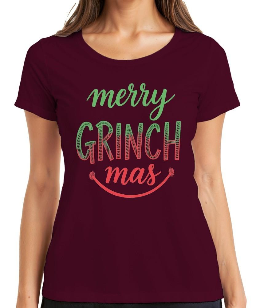 Merry Grinch Mas Christmas Funny Grinch Gift Family Fun Ladies T Shirt