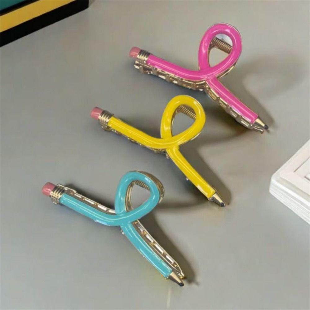 Novelty Pencil Hair Clips Cute Metal Barrettes Fashion teacher hair clips Classroom