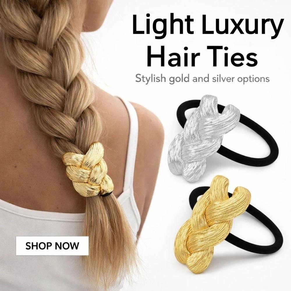 Braid Shaped Ponytail Hair Tie Metal Rubber Band Scrunchies Elastic Headband For Women Girls
