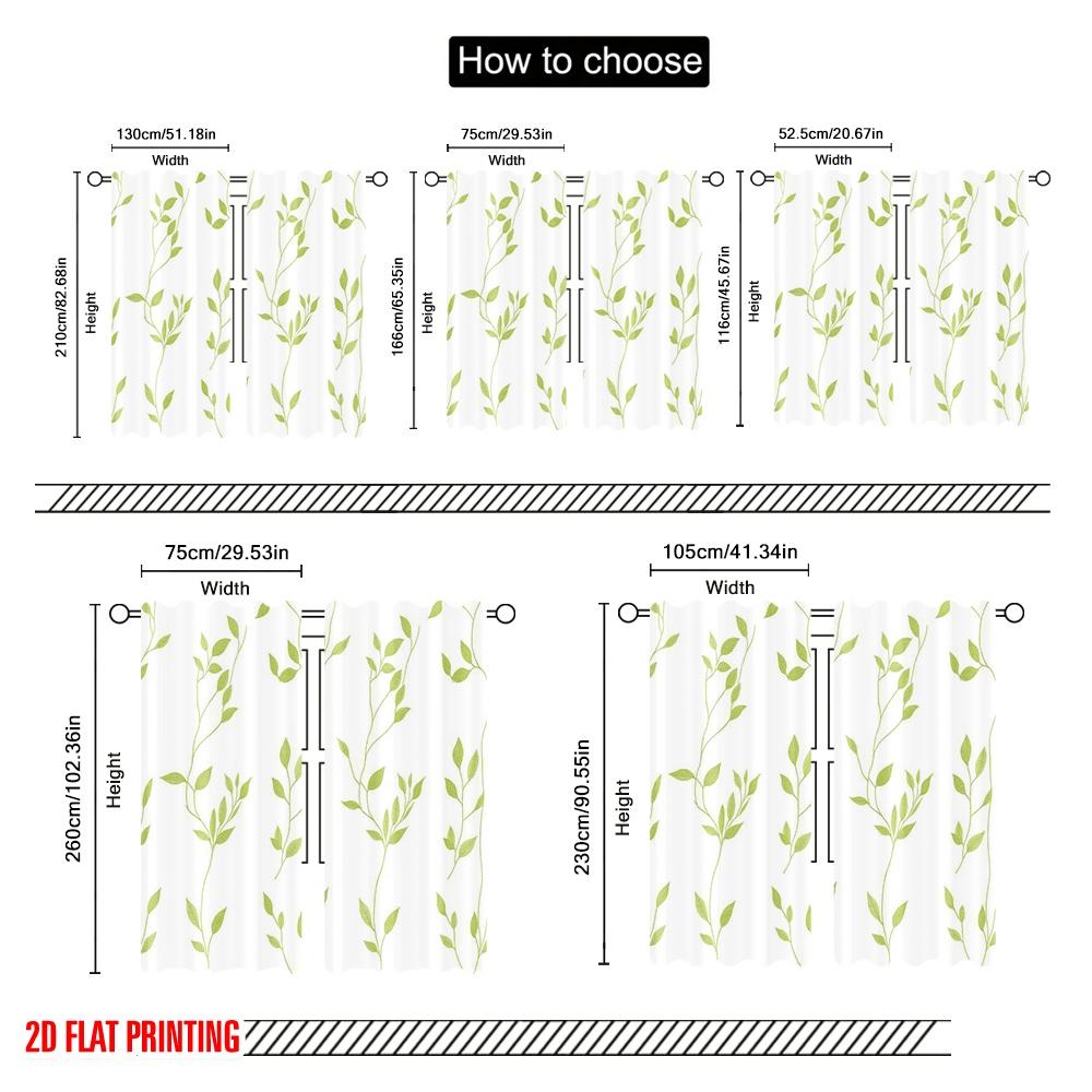 2 шт., шторы с 2D-печатью, цифровой принт «Листопадные лианы», полиэстер (без стержня) Праздничный Идеально для спальни, кухни, офиса