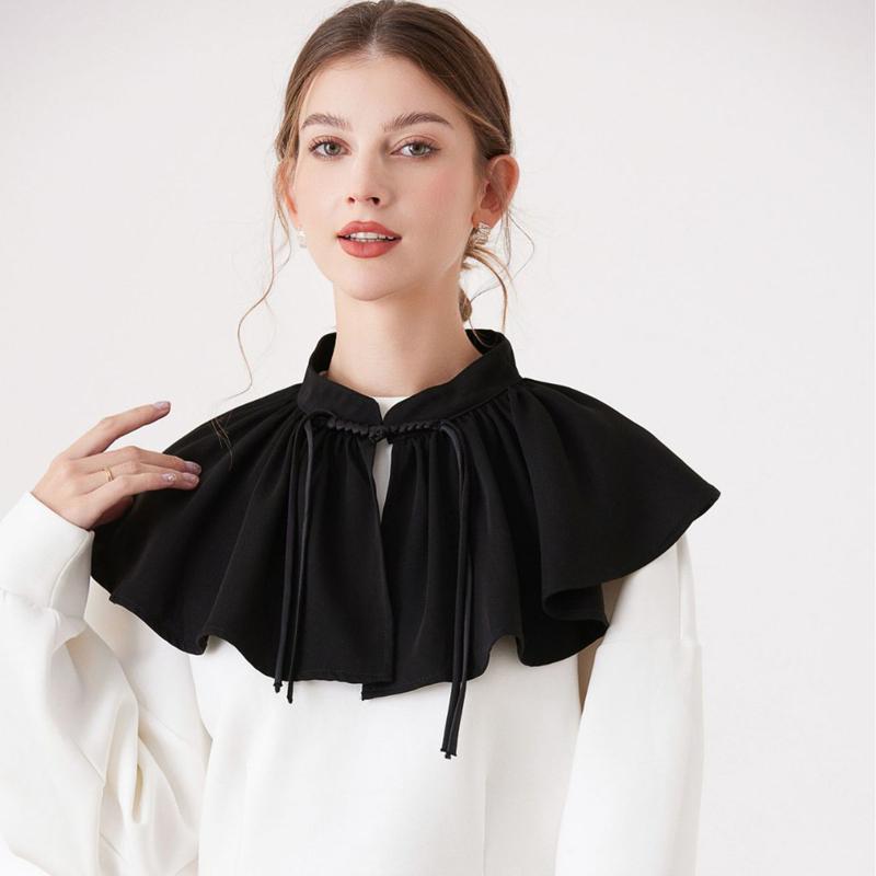 Elegant Pleated Lapel Fake Collar Shawl Decoration Collar Blouse Shoulder Removable Collar Sweater False Collar Top Neckwear