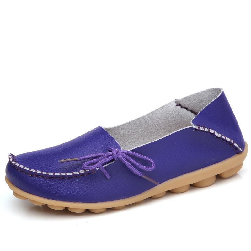 Women Platform Shoes Genuine Leather Mom Shoes Lace-Up Adjust Tightness Retro Comfy Walking Non-Slip Large Size Shoe