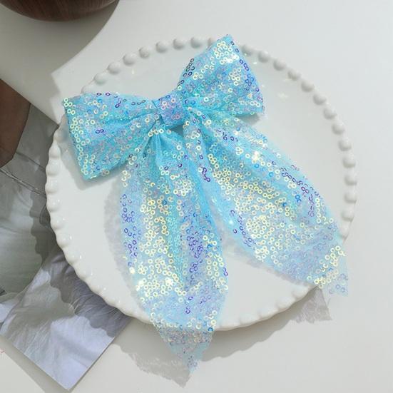 Girls Hair Pin Shiny Sequins Lightweight Breathable Fabric Hair Clip Bow Hair Accessories Party Photo Prop