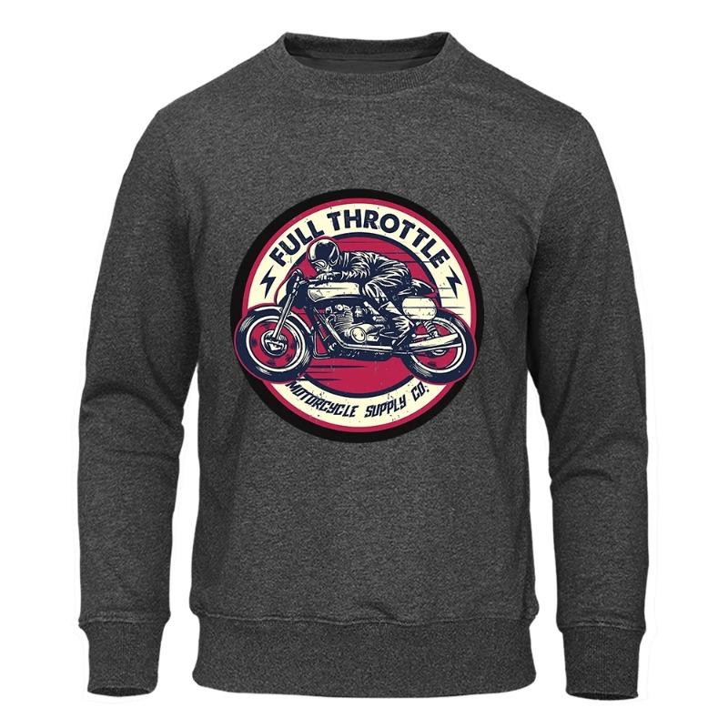 Full Throttle Motorcycle Locomotive Culture Мужские модные повседневные толстовки с капюшоном Флисовые теплые осенние повседневные спортивные свитера и длинные рукава для мужчин