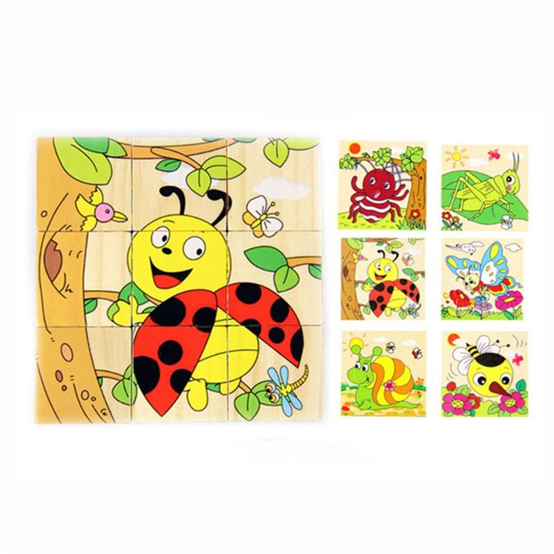 Farm Animal Six Patterns Nine Dimensional Puzzle Cartoon Building Blocks Kids Educational Toy