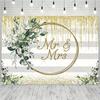 Mr & Mrs – Floral Bow and Pink Heart, Wedding Anniversary Background, Bride and Groom Photography Props, Decorations3132
