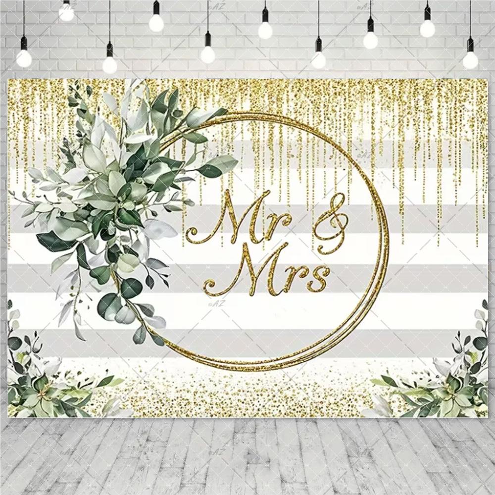 Mr & Mrs – Floral Bow and Pink Heart, Wedding Anniversary Background, Bride and Groom Photography Props, Decorations3132