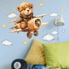Cartoon Creative Bear Pilot Flying Plane Children's Room Bedroom Home Decoration Wall Stickers
