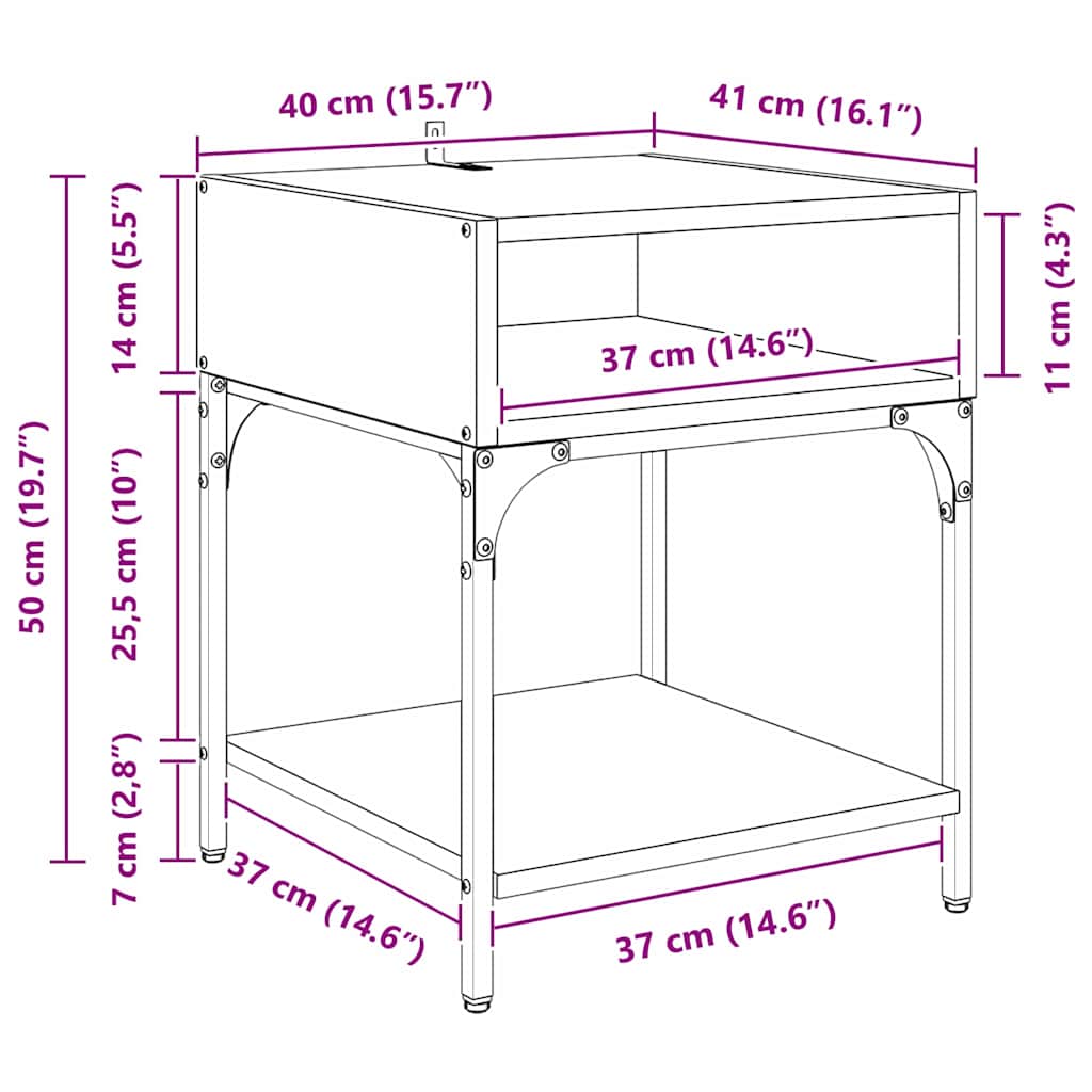Nightstand Set of 2 Artisan Oak Finish 40 x 40 x 50 cm Engineered Wood
