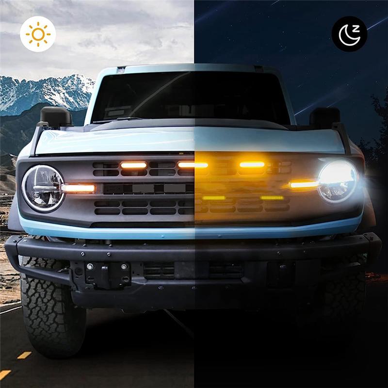 3 шт. Передние светодиодные решетчатые фонари для Ford Bronco Запчасти 2025 2025 2025 2/4-дверный комплект янтарных решетчатых ламп