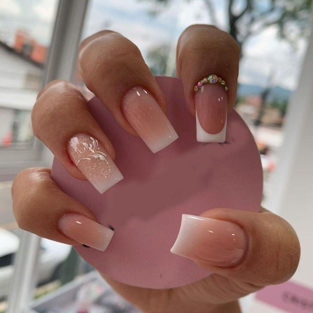 Nail Tips DIY Press on Nails Medium Length Wearable French Fake Nails