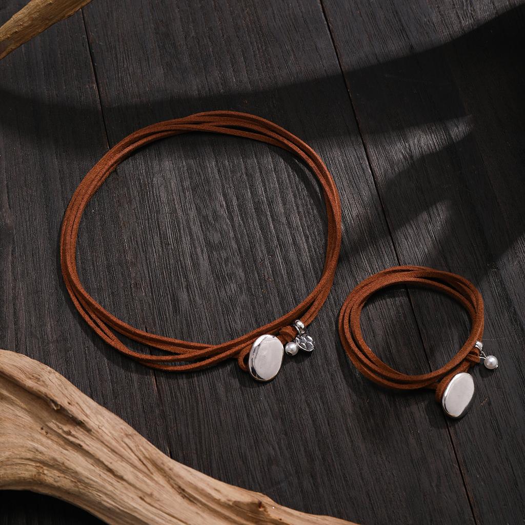 Двойная ключичная цепочка чокер этнический стиль бирюзовый простой милый крутой кулон