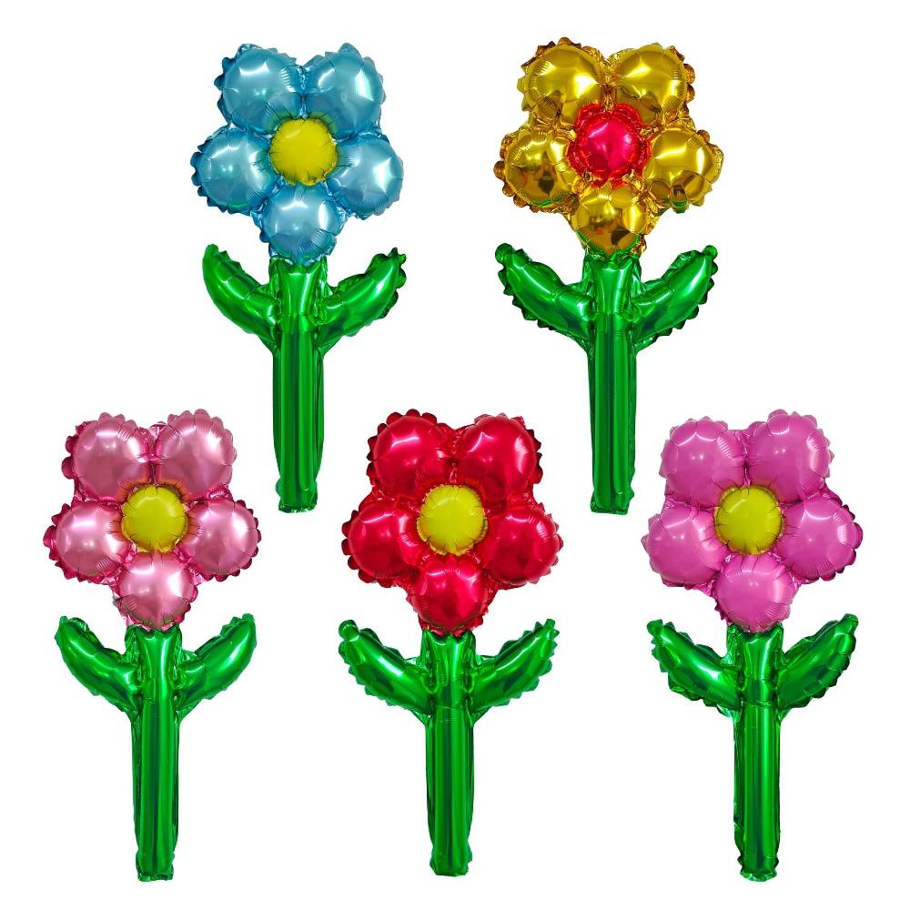 10pcs Colorful Flower Bouquet Balloon Set Aluminum Foil Five Petal Flower Balloon  Mother's Day