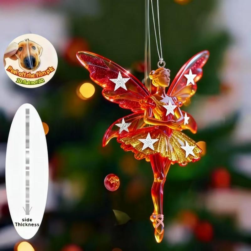 Блестящие 2D акриловые подвески Балерина Симуляция Рождественские елочные подвески Подвеска-шарм для зеркала заднего вида автомобиля Украшение Орнаменты