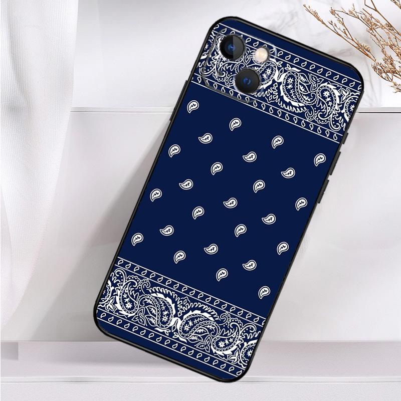 Черный чехол Bandana Paisley для iPhone 15 14 13 12 11 Pro Max Mini X XR XS Max SE 2020 7 8 Plus задняя крышка
