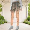 Girls Full Length Stretch Fitted Printed Yoga Leggings Peach And Gray Streaky