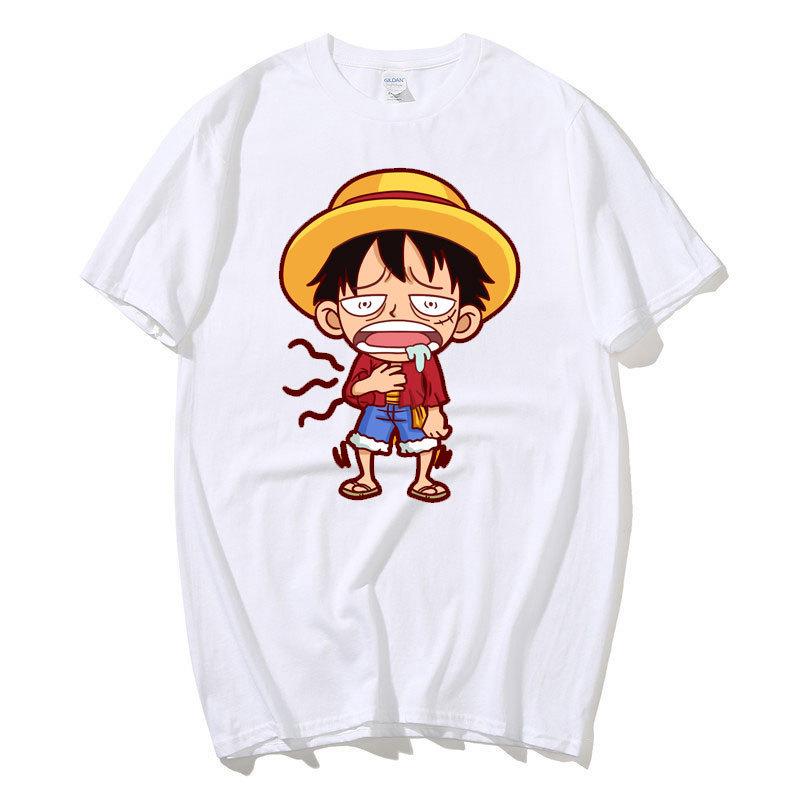 Футболка с рисунком японского аниме ONE PIECE Луффи Манга, милая забавная летняя футболка с принтом для мужчин и женщин, повседневные хлопковые футболки большого размера, уличные топы