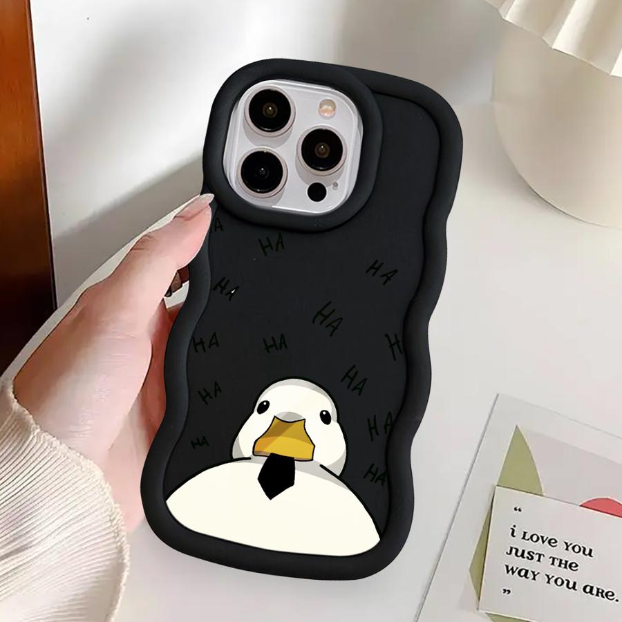 Мягкий чехол для телефона для iPhone 16 Pro Max 14 13 17 Air 11 XR 8 12 15 Plus Мультяшная утка