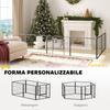 6-Panel Modular Dog Enclosure, 80x1.5x60 cm, Dark Grey Steel, with Entrance Door