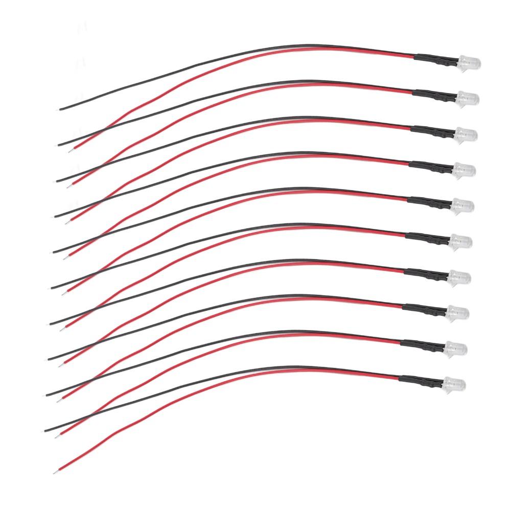 20PCS 5mm Prewired LED Diodes 5‑12V LED Light Diodes Bright Mini LED Diodes  DIY Projects