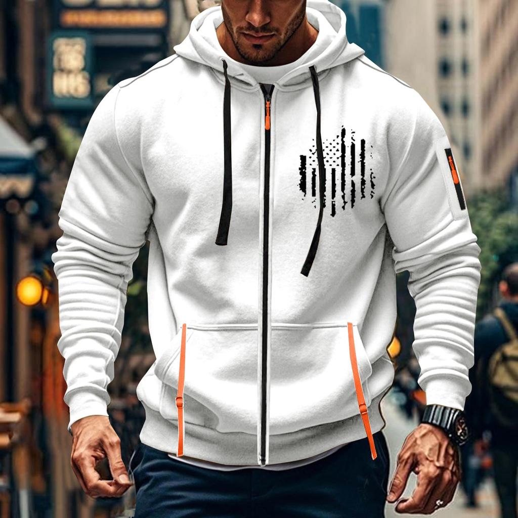 Мужская спортивная повседневная толстовка с капюшоном, кардиган с капюшоном на молнии, многокарманное пальто с капюшоном