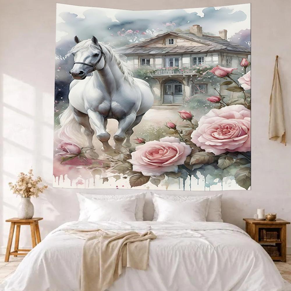 Horse Wall Decor Tapestry Art For Pet Memorial Birthdaywedding Party Backdrop Family Gift