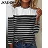 Women's Fashion Casual Spring Autumn Stripe Print Long Sleeve O-Neck Blouses & Shirts
