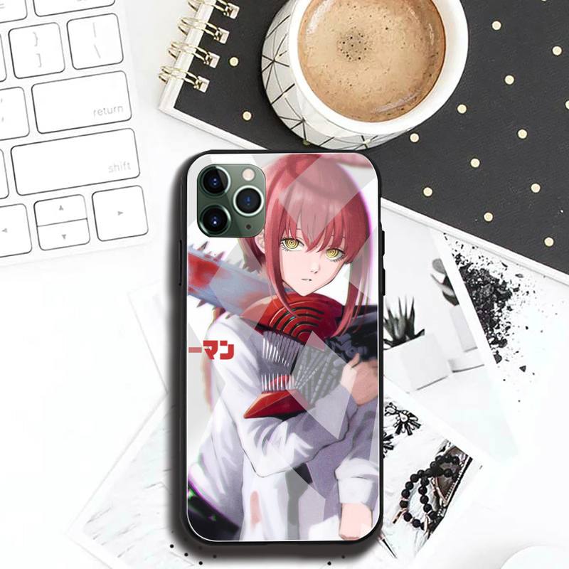 Chainsaw Man Makima Power Phone Case Tempered Glass For iPhone 12 11 Pro Max Mini XR XS MAX 8 X 7 6S 6 Plus SE 2020 Cover