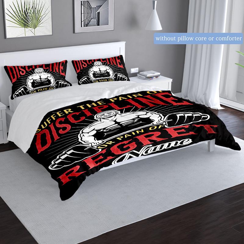 Weightlifting Customize Your Name Duvet Cover Softbedding Set For Bedroom Guest Room And Dorm Decoration Threepiece Set Includes 1 Duvet Cover 2