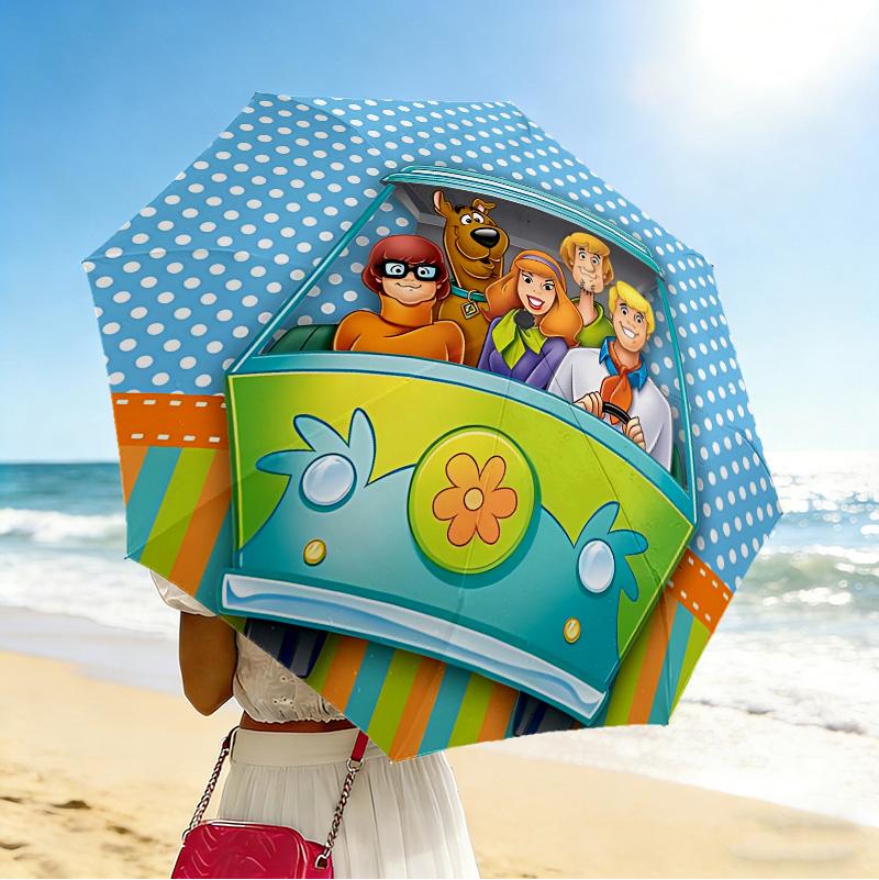 Scoobydoo Mystery Machine 8 Ribs 3Fold Black Glue Uv Protection Umbrella Sun Protection Rainproof Compact Folding Umbrella For Travel Daily Use C92385
