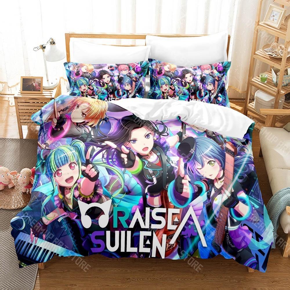 3D-печатный комплект постельного белья RAISE A SUILEN BanG Dream для мальчиков и девочек Пододеяльник Наволочка Размеры: Полуторный, Двуспальный, Евро, Полный, Односпальный, Двуспальный