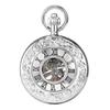 TREEWETO Classic Roman Numeral Mechanical Pocket Watch Pendant with Chain Silver