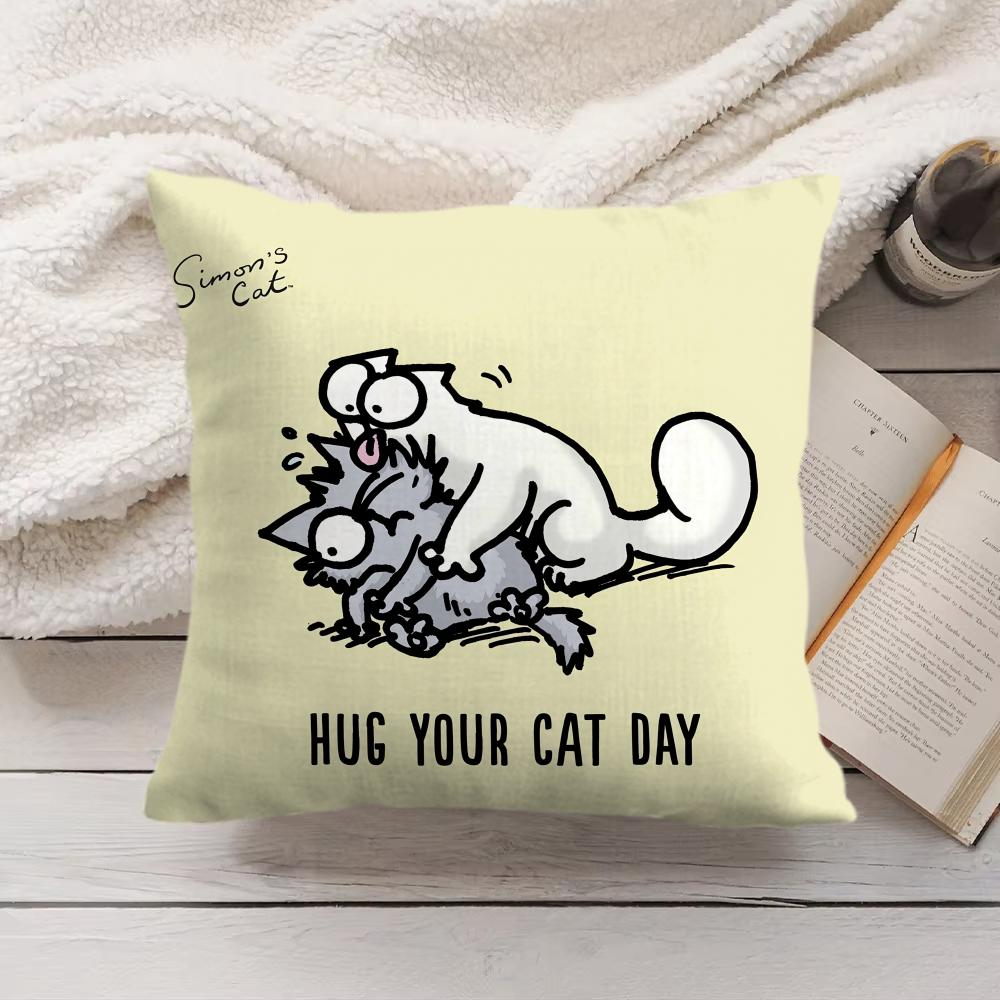 SSimonsCat Cute Cushion Cover Silky Short Plush Invisible Zipper Dustproof Sofa Pillow Case for Home Decor