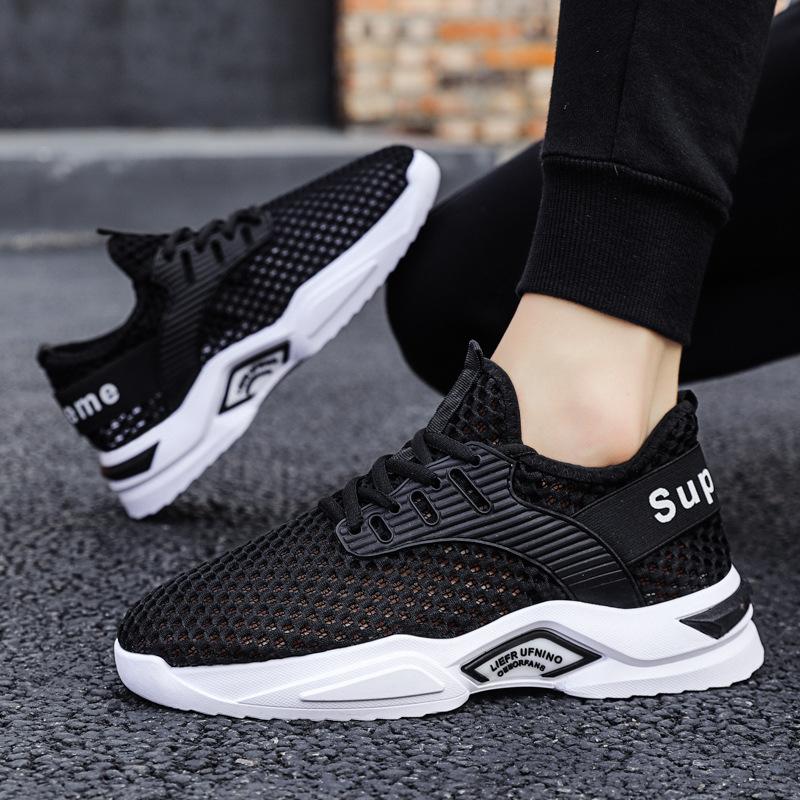Сетчатые мужские туфли дышащие белые мужские кроссовки модные легкие черные большие размеры мужские повседневные туфли Zapatillas Hombre