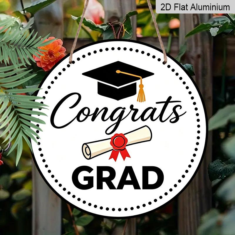 2D Flat Aluminum Graduation-themed Wall Decorations, Available in Various Sizes, Featuring A Minimalist Black and White Style A Perfect Choice for