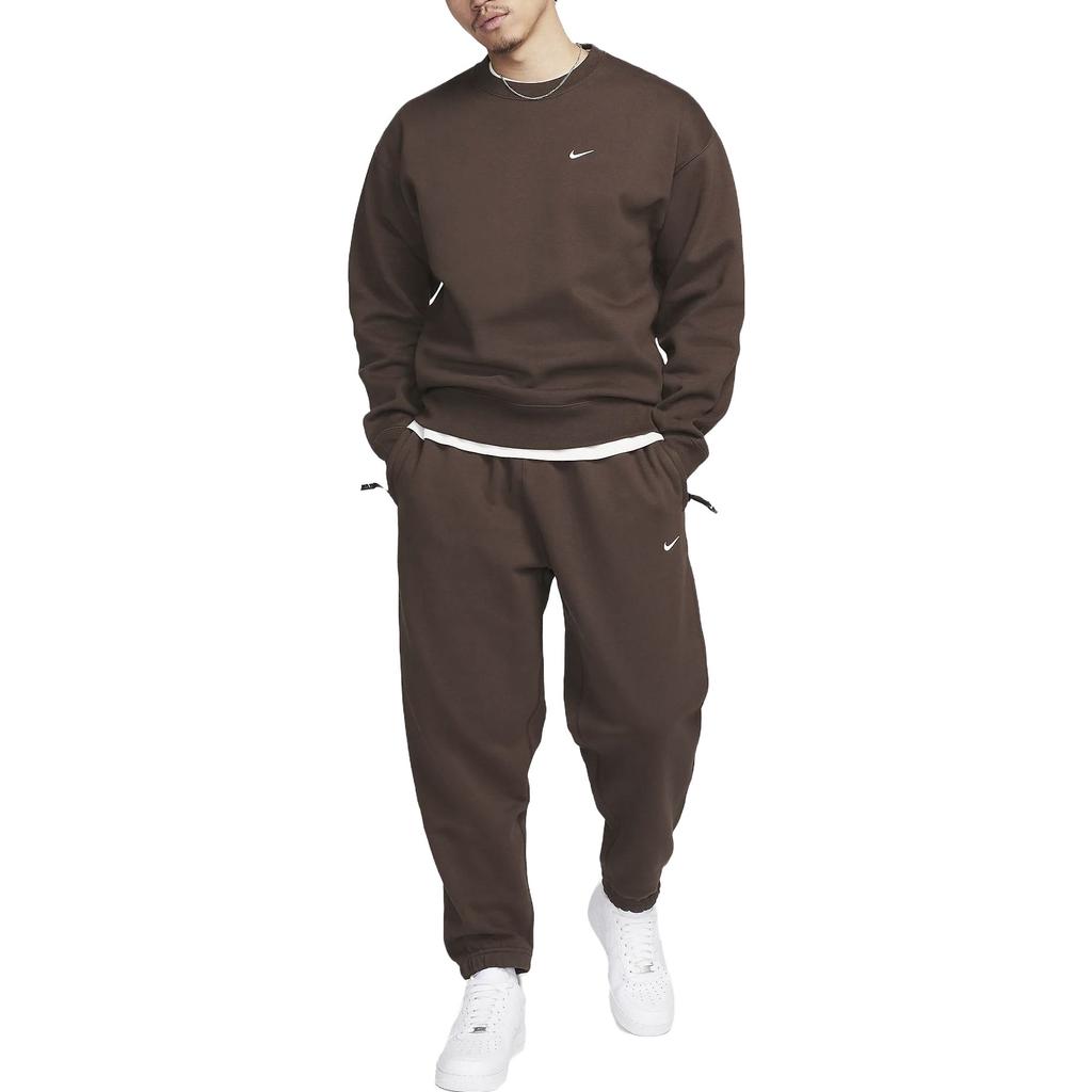 Nike Сплошной цвет с вышивкой логотипа, эластичная талия, свободные вязаные спортивные брюки с манжетами, мужские штаны, коричневые DX1365-237