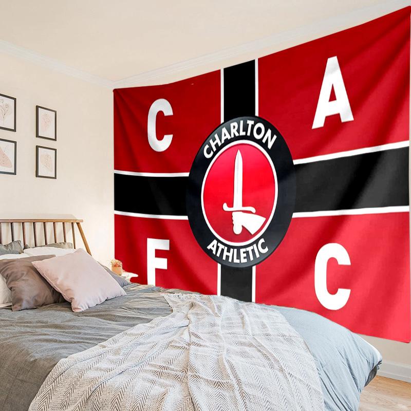 Charlton FC Crest Tapestry, Unique Design Tapestry, Wall Decor for Bedroom,Livingroom, Playroom,Heartwarming Fan Holiday Gifts