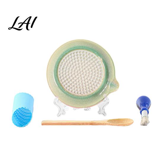 Mess-free Garlic Grater 5Pcs/Set Ceramic Plate with Pour Spout Ginger Cheese Manual Grinder Handheld Crusher Raised Teeth Kitchen Onion Lemon