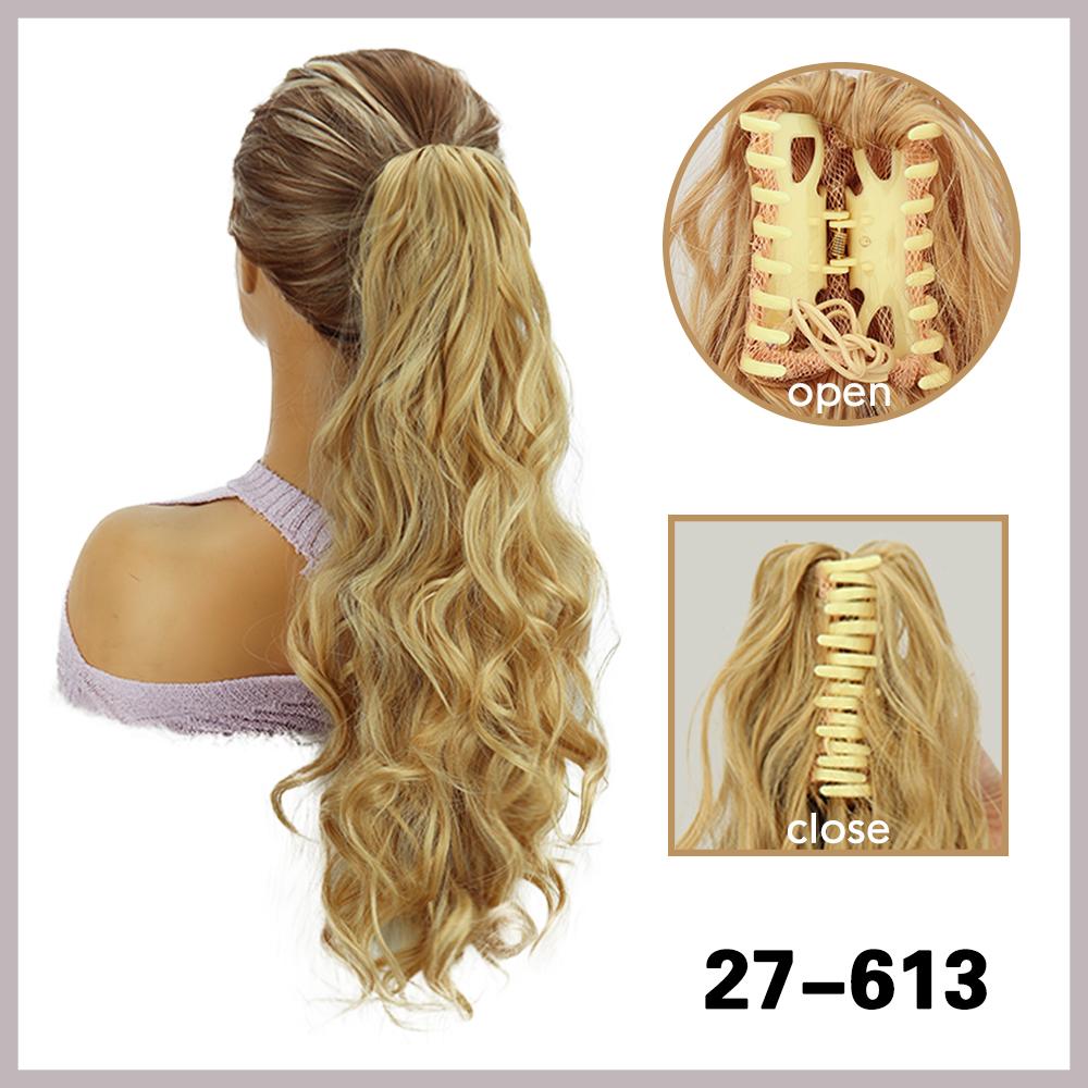 XINRAN Синтетический длинный волнистый вьющийся конский хвост, накладной хвост, высокотемпературное волокно, натуральный парик для женщин, быстрая фиксация