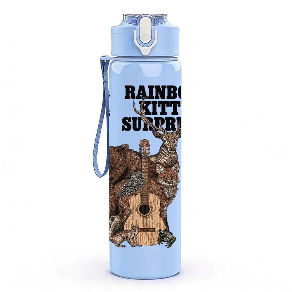 1PC Bear Head Ornate Western Retro Print 750ml Portable Sports Water Bottle Leakproof Gym Outdoor Travel Drink Cup