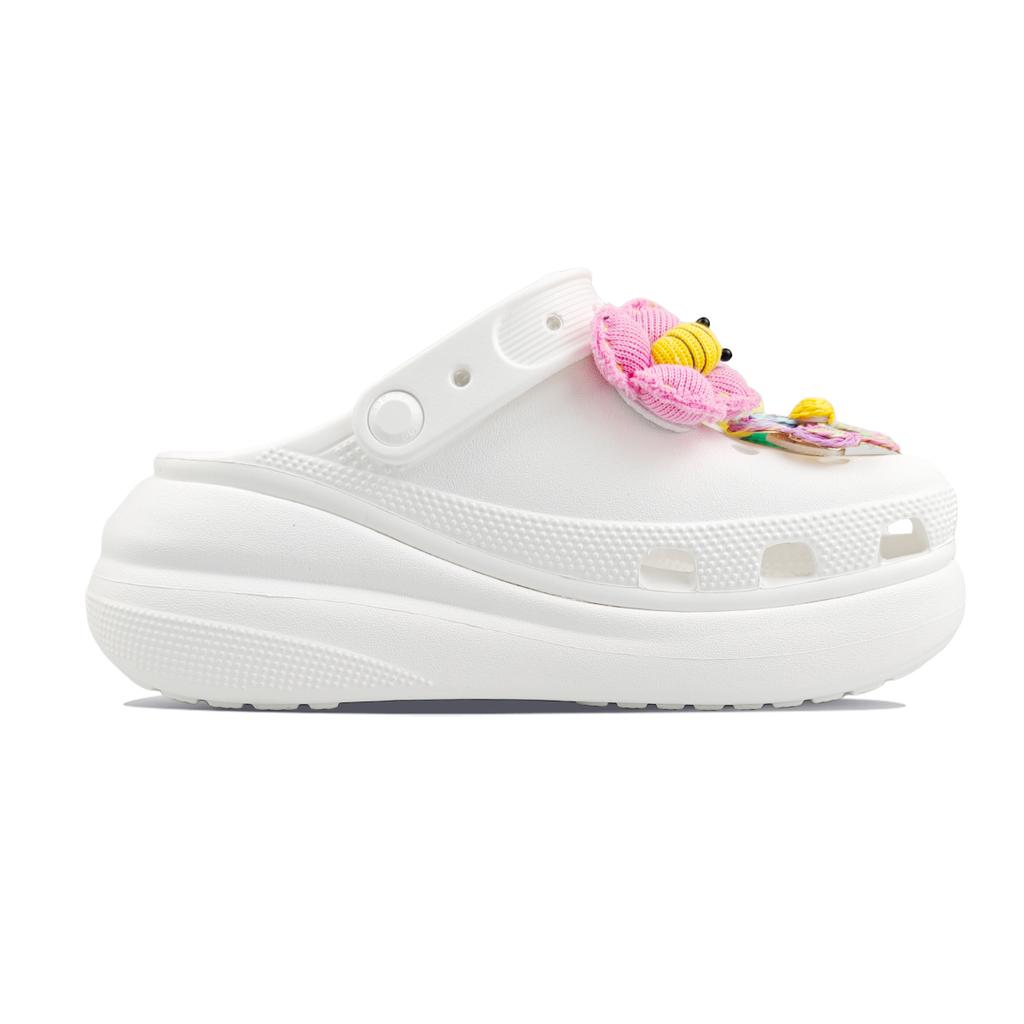 Crocs Crush Clog EVA Rainbow Flower Casual Comfortable Fashion Trend Personality Hole Shoes Women's White